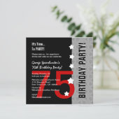 第75誕生日モダンで赤い銀製の黒くおもしろいなD845E1 招待状 (スタンド正面)