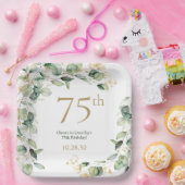 第75誕生日ユーカリ ペーパープレート (パーティー)