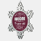 第75誕生日ワール最高のズファブリューダークレッドマルーン スノーフレークピューターオーナメント (右)