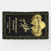 第75誕生日数Pattenの金ゴールドおよび黒を歓迎して下さい 横断幕 (横)