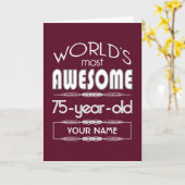 第75誕生日最高の世界素敵な濃い赤のマルーン カード (黄色い花)