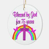 第75誕生日祈りの言葉パーソナライズされたデザイン セラミックオーナメント (左)