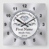 第75誕生日贈呈アイディア75世 スクエア壁時計 (正面)