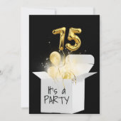 第75誕生日金ゴールドバルーン(白いボックス) 招待状 (正面)