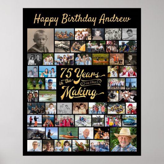 第75誕生日55号写真コラージュ制作年 ポスター (正面)