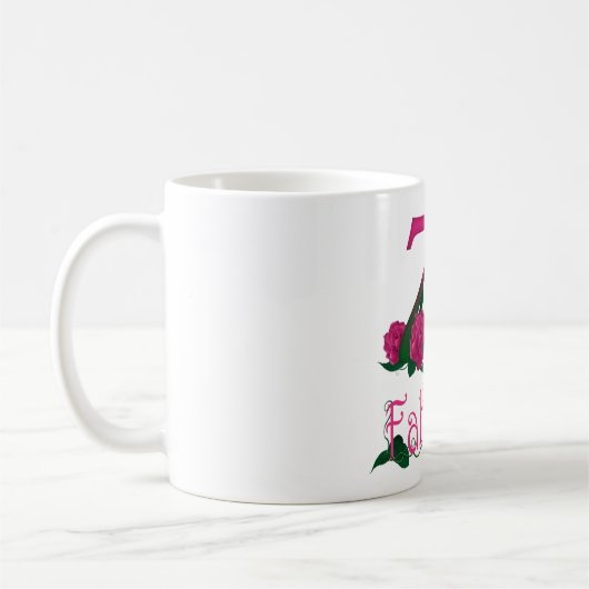 第75誕生日75のピンクのバラの花のマグ コーヒーマグカップ (左)