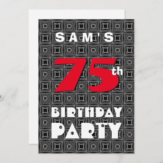 第75誕生日Him白黒パターンA11 招待状 (正面/裏面)