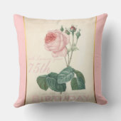 第75誕生祝いのヴィンテージのばら色の枕 クッション (裏面)