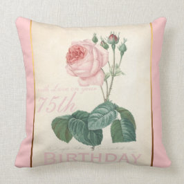 第75誕生祝いのヴィンテージのばら色の枕 クッション