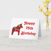 第75 Dalaの馬が付いているバースデー・カード カード (黄色い花)
