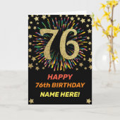 第76回花火大誕生日レインボーカラフル金ゴールド カード (黄色い花)