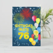 第76回誕生日パーティーへの招待（風船あり） 招待状 (スタンド正面)