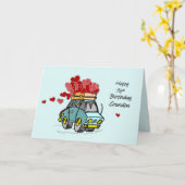 第76誕生日車のハート カード (黄色い花)