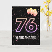 第76誕生日風船と紙吹雪 カード (黄色い花)