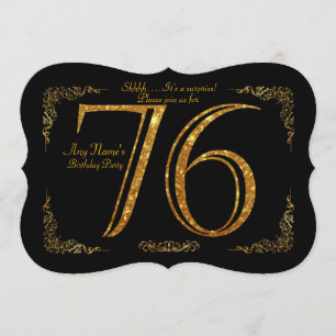 第76、誕生会第76、素晴らしいのGatsby、黒及び金ゴールド 招待状