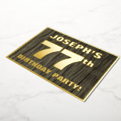 第77回バースデーパーティーはっきりした:,木目フェイク模様 箔招待状 (回転した状態)