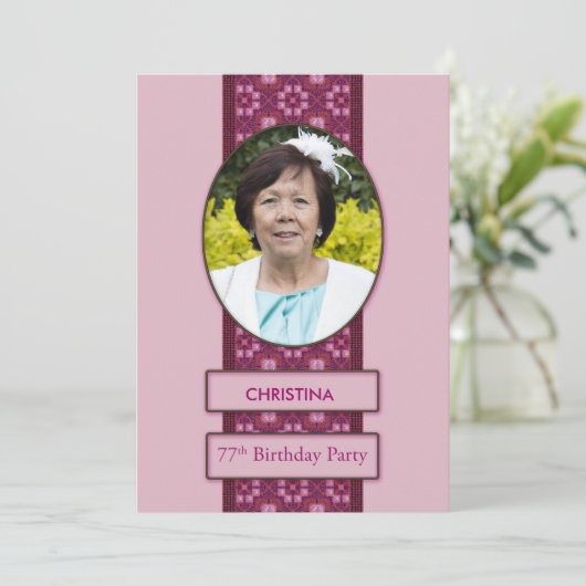 第77回誕生日パーティーの招待写真と名前 招待状 (スタンド正面)