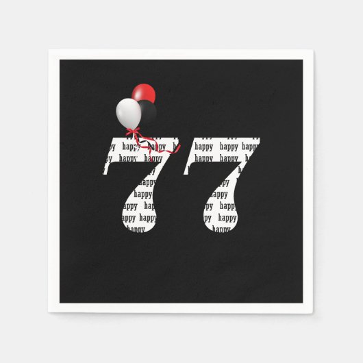 第77回誕生日パーティー風船 スタンダードカクテルナプキン (正面)