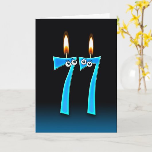 第77誕生日キャンドル カード (黄色い花)