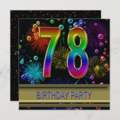 第78回バースデーパーティー招待(バブル付き) 招待状 (正面/裏面)