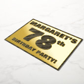 第78回バースデーパーティー – はっきりした、ウッドフェイク・グレイン文字 箔招待状 (回転した状態)