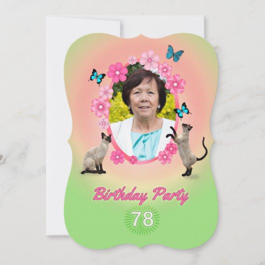 第78回誕生日パーティーへの招待 招待状 (正面)
