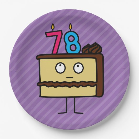 第78蝋燭が付いているお誕生日ケーキ ペーパープレート (正面)
