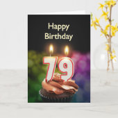 第79誕生日カード(ろうそく) カード (黄色い花)