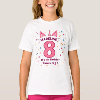 第8パーソナライズされた誕生日ガールズシャツ Tシャツ