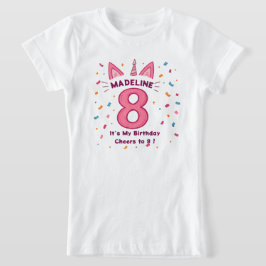 第8パーソナライズされた誕生日ガールズシャツ Tシャツ