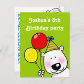 第8回バースデーパーティーパーソナライズされた招待状 インビテーションポストカード (正面/裏面)