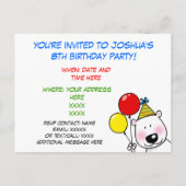 第8回バースデーパーティーパーソナライズされた招待状 インビテーションポストカード (裏面)