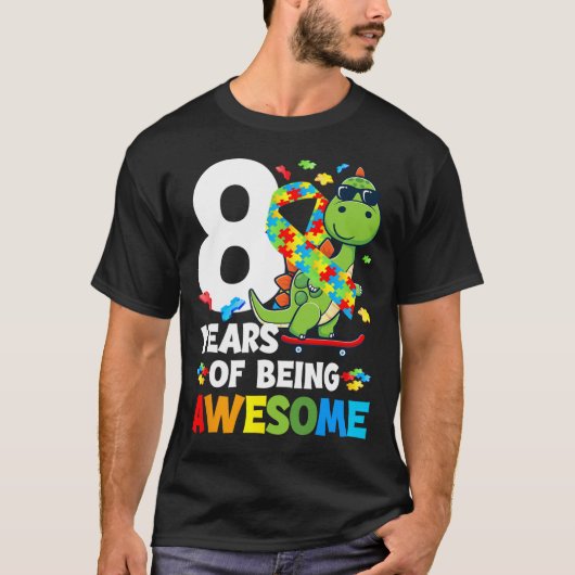 第8回自閉症誕生日パーティー8歳の自閉症 Tシャツ (正面)