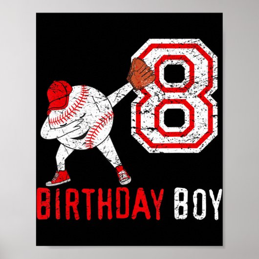 第8回誕生日ギフトTee 8th Baseball 生まれ 201 ポスター (正面)