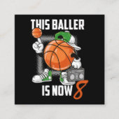 第8回誕生日バスケットボおもしろいール選手8歳 スクエア名刺 (正面)