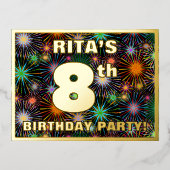 第8回誕生日パーティはっきりしたーカラフル, Fireworks Look 箔招待状ポストカード (正面)