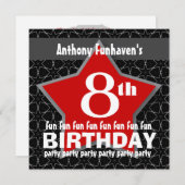 第8回誕生日パーティー黒赤白星V08 招待状 (正面/裏面)