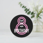 第8回誕生日パーテモダンィーピンク&ブラックW689B3 招待状 (スタンド正面)