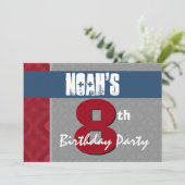 第8彼のための誕生日のモダン紫系統の銀V27 招待状 (スタンド正面)