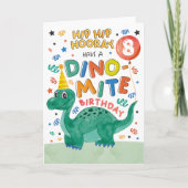 第8期恐竜誕生日カード | 印刷可能な恐竜 招待状 (正面)