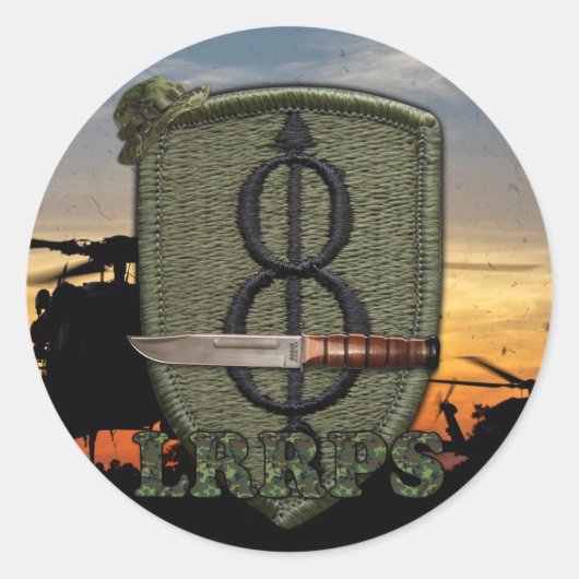 第8歩兵師団lrps lrrpベトナム戦争パッチ ラウンドシール (正面)