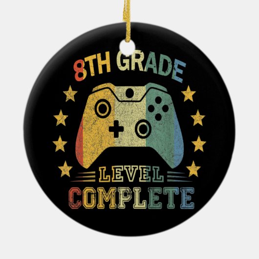 第8段階の完全なビデオゲームおもしろい セラミックオーナメント (裏面)