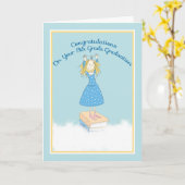 第8若い女の子が付いている等級の卒業カード カード (黄色い花)