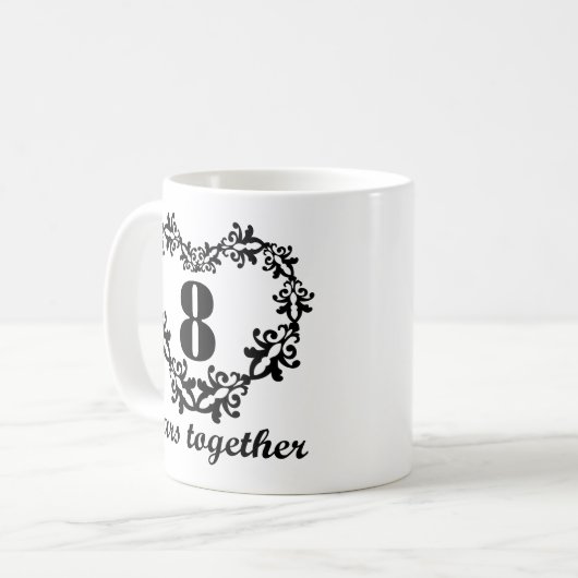 第8記念日マグ一緒の8年のハートのギフトの コーヒーマグカップ (正面左)