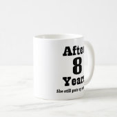 第8記念日(おもしろいな) コーヒーマグカップ (正面右)
