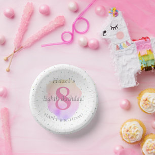 第8誕生日かわいらしバラピンクかわいらしパーティー ペーパーボウル