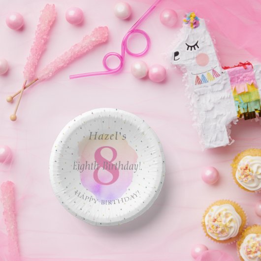 第8誕生日かわいらしバラピンクかわいらしパーティー ペーパーボウル (パーティー)