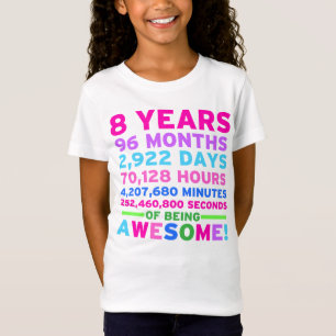 第8誕生日のワイシャツの女の子8年間の素晴らしい Tシャツ