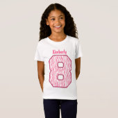 第8誕生日の女の子のシマウマの8年のカスタムV07H1 Tシャツ (正面フル)