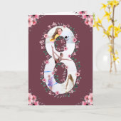 第8誕生日の少女フォトコラージピンクフラワー カード (黄色い花)